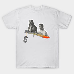 scream VI  (Scream 6) Melissa Barrera (Sam Carpenter) - Jenna Ortega (Tara Carpenter) scary horror movie graphic design by ironpalette T-Shirt